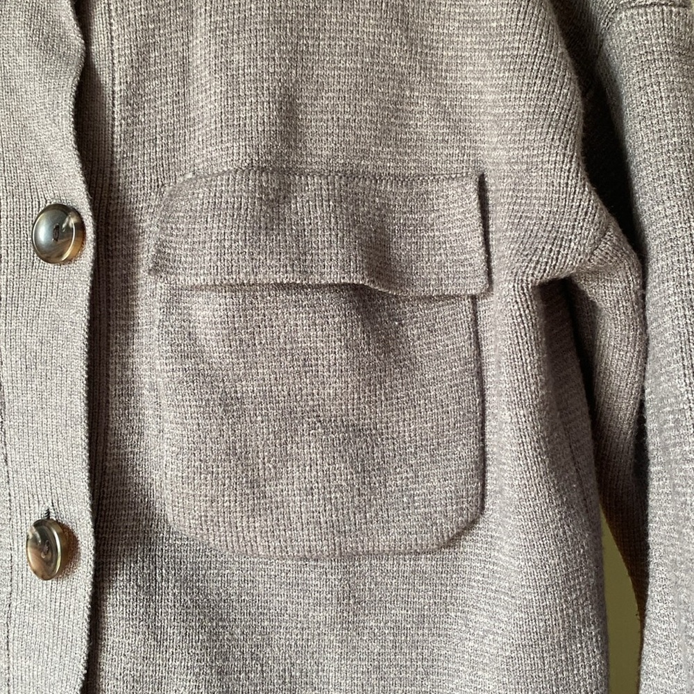 Grey Collared Button Down Sweater With Pockets Si… - image 3